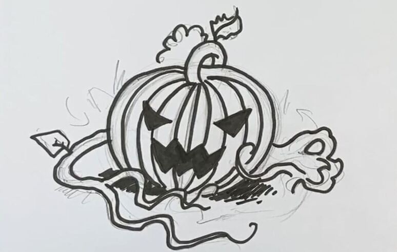 dessiner une citrouille d halloween