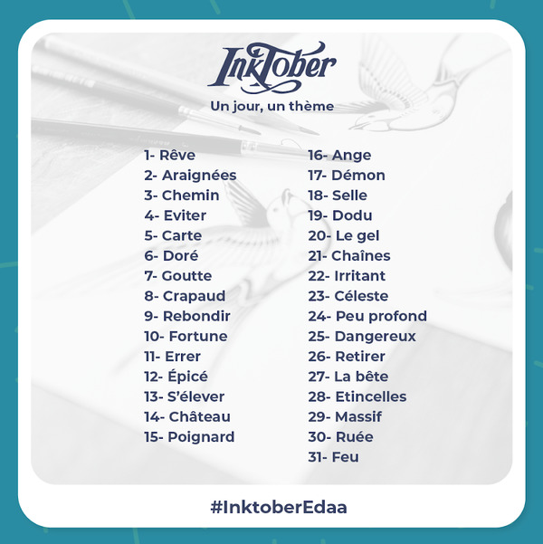 Liste inktober 2023 en français - version Edaa