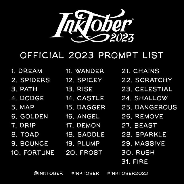 Inkoktober liste prompt 2023