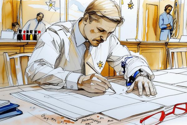 Un dessinateur judiciaire dessinant un criminel