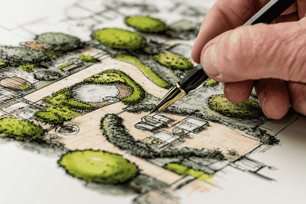 Plan d'un dessinateur paysagiste