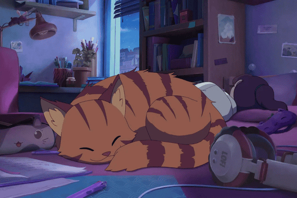 Dessin de chat ambiance lofi