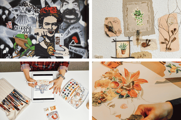 Diff�rents exemples d'art en mixed media