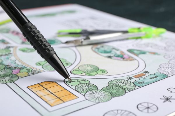 esquisse et dessin de paysage par un dessinateur paysagiste